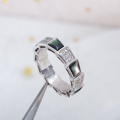 [AuraEcho]SERPENTI RING SILVER DIAMOND BLACK MOP 4MM