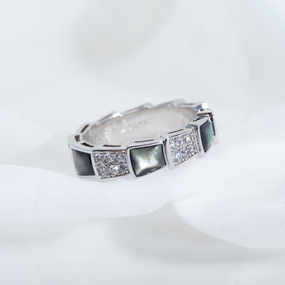 [AuraEcho]SERPENTI RING SILVER DIAMOND BLACK MOP 4MM