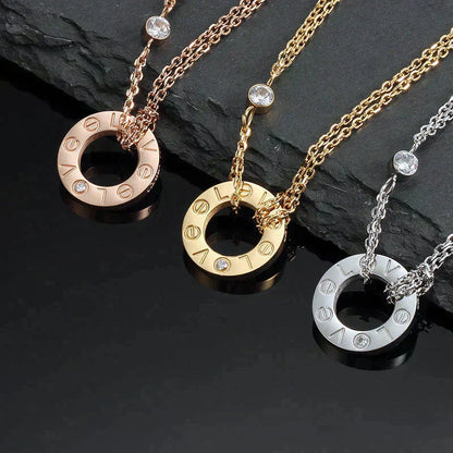 [AuraEcho]LOVE NECKLACE 16MM 2 DIAMONDS