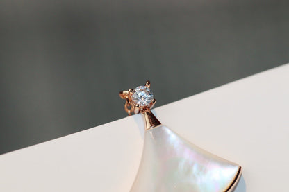 [AuraEcho]DREAM NECKLACE WHITE MOP PINK GOLD 1 DIAMOND