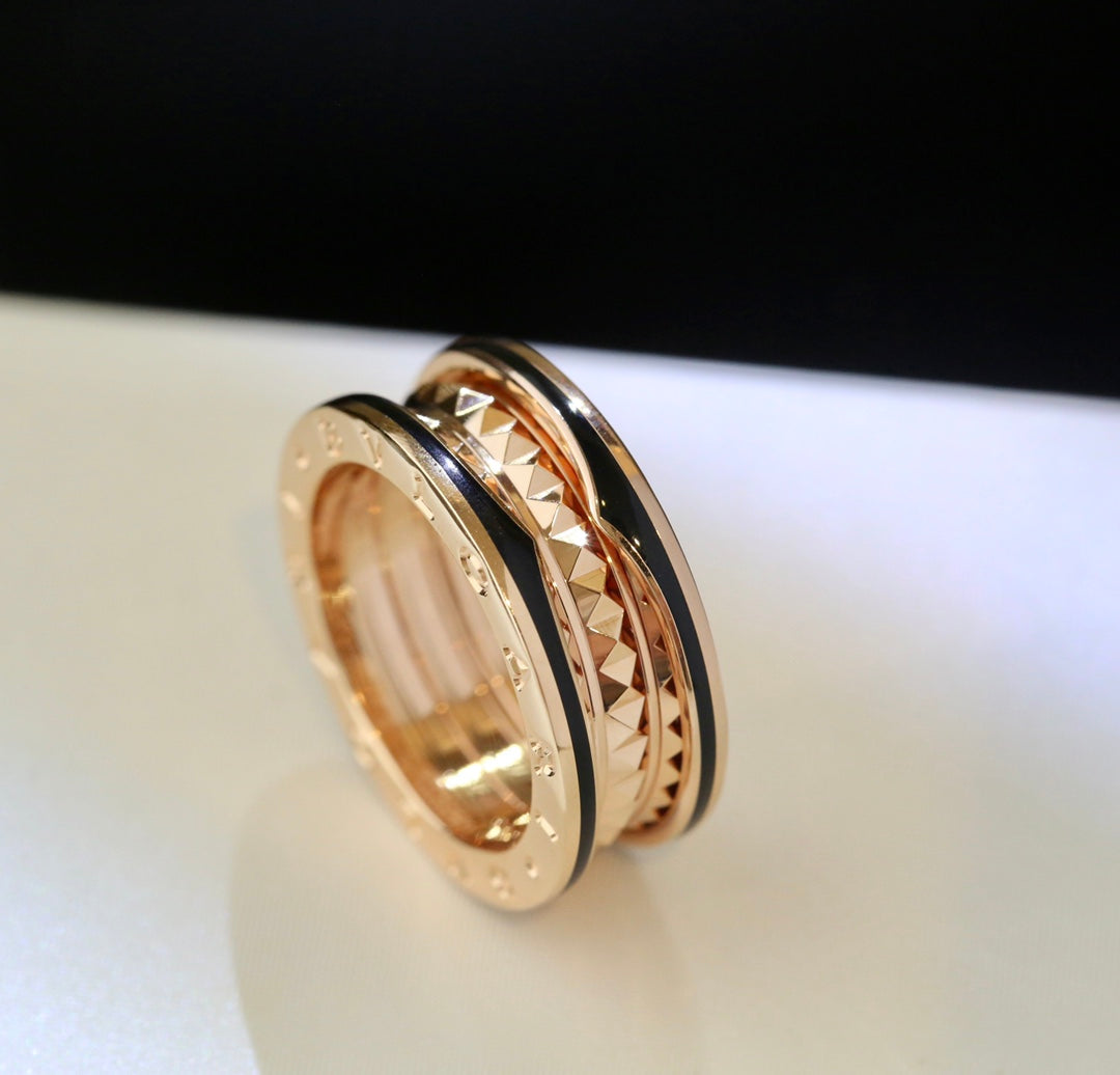 [AuraEcho]ZERO 1 PINK GOLD BLACK CERAMIC RING
