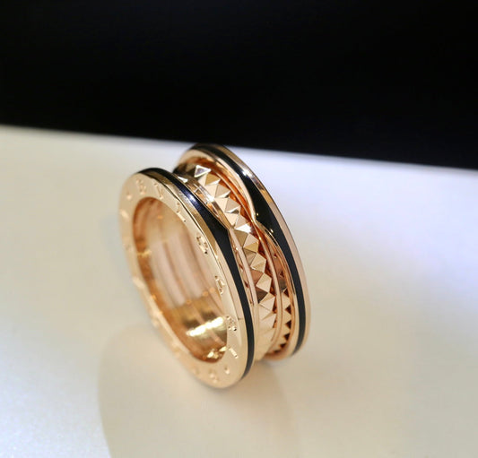 [AuraEcho]ZERO 1 PINK GOLD BLACK CERAMIC RING
