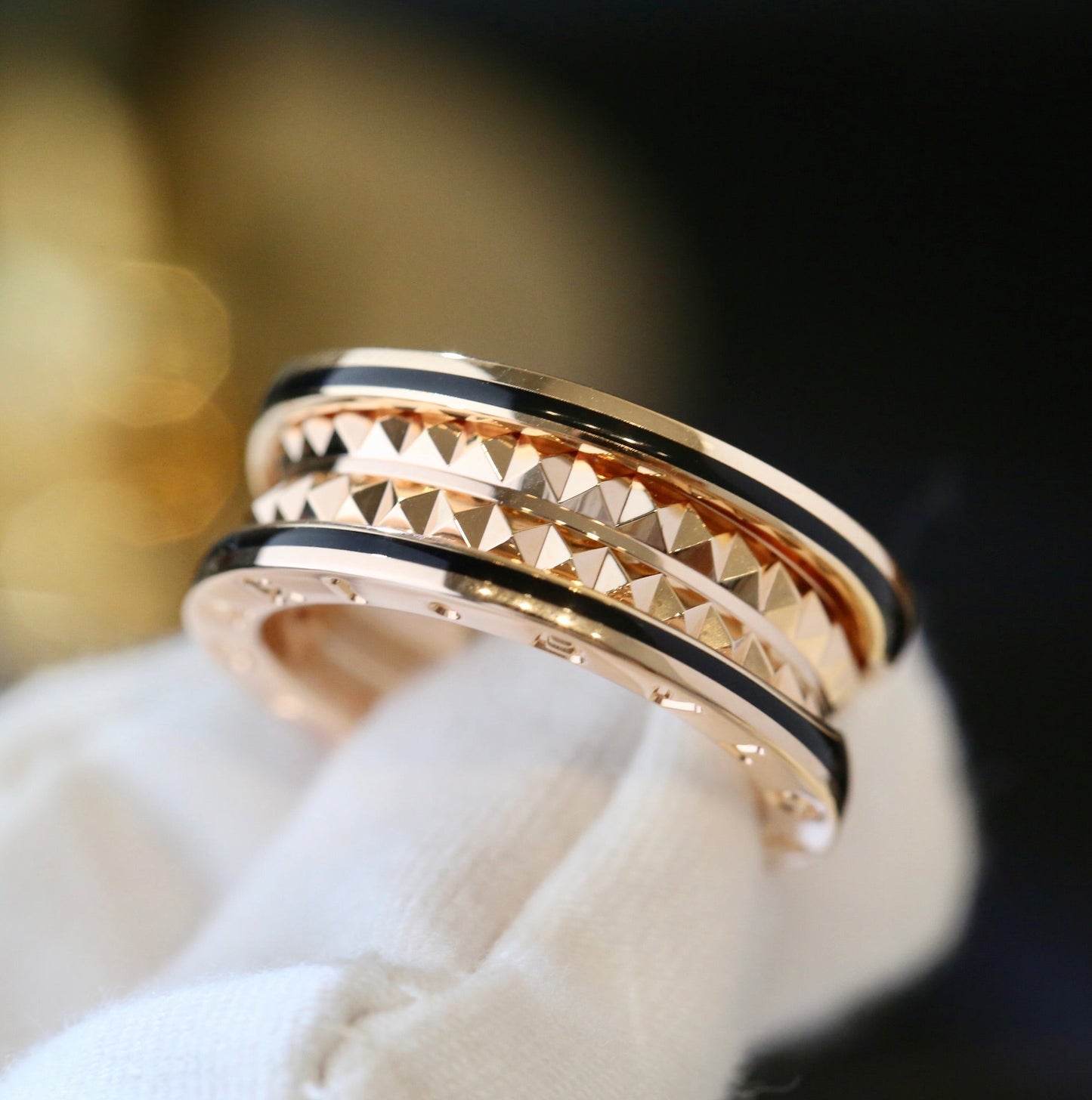 [AuraEcho]ZERO 1 PINK GOLD BLACK CERAMIC RING