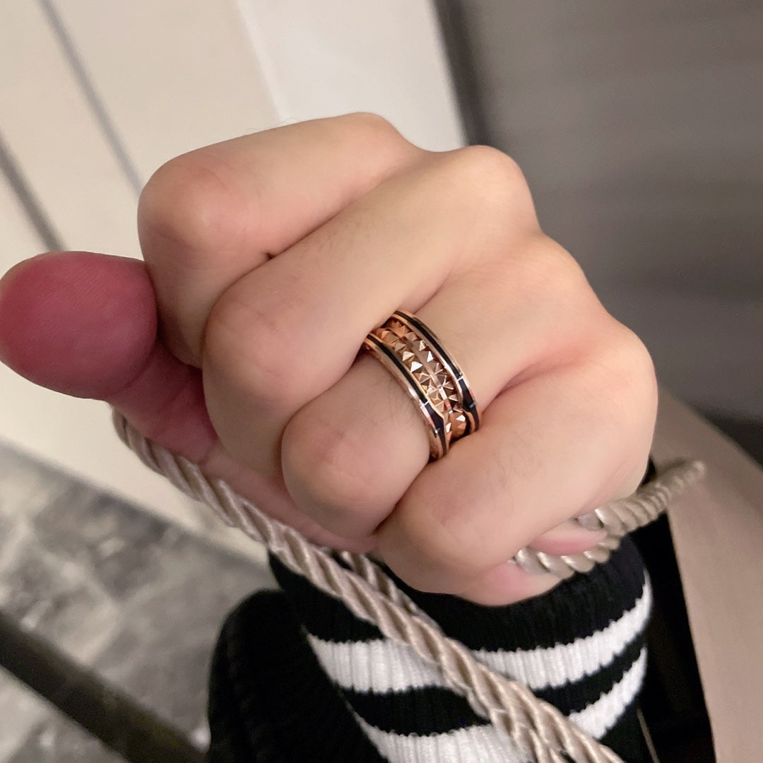 [AuraEcho]ZERO 1 PINK GOLD BLACK CERAMIC RING
