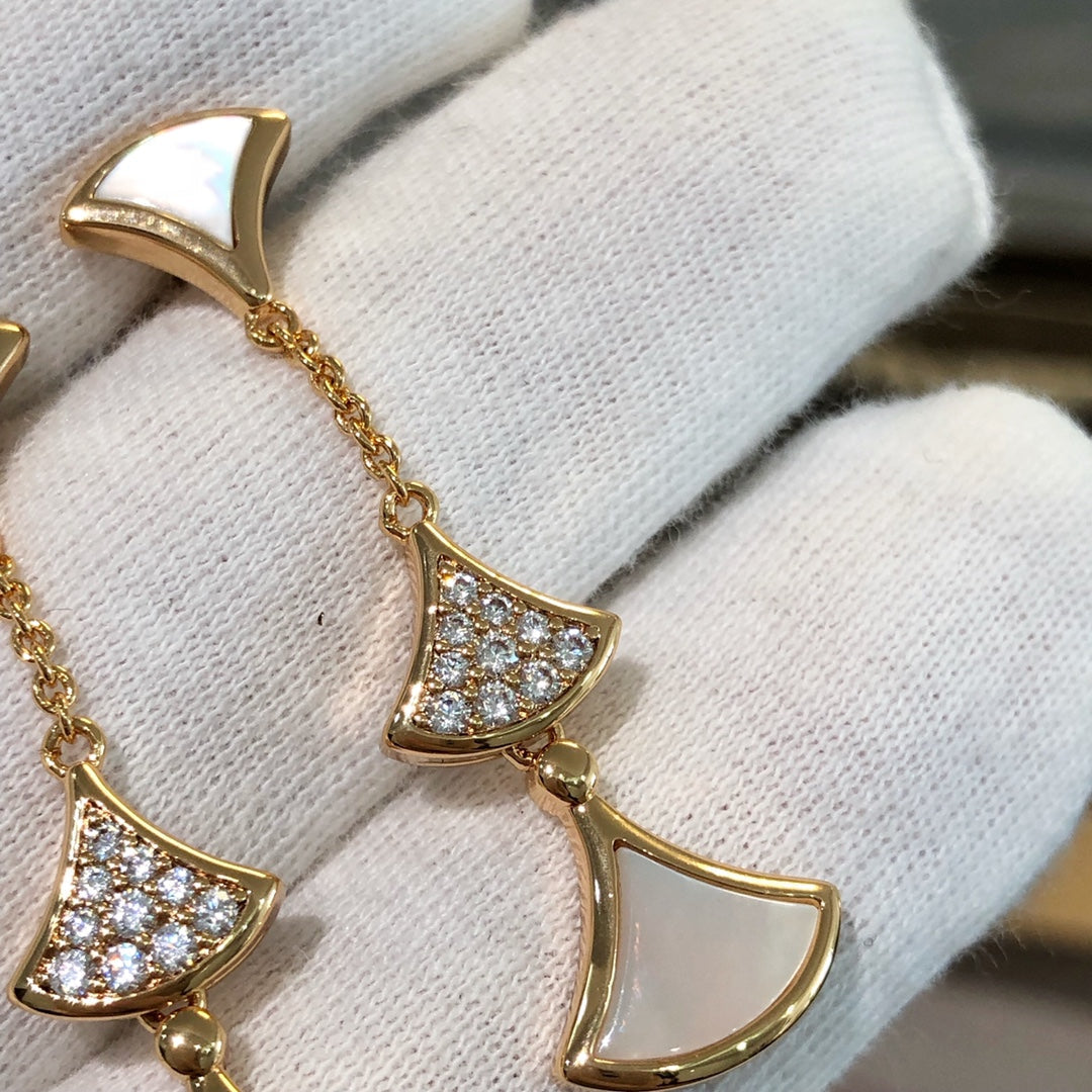 [AuraEcho]DREAM EARRINGS 3 MOTIFS DIAMOND MOP PINK GOLD