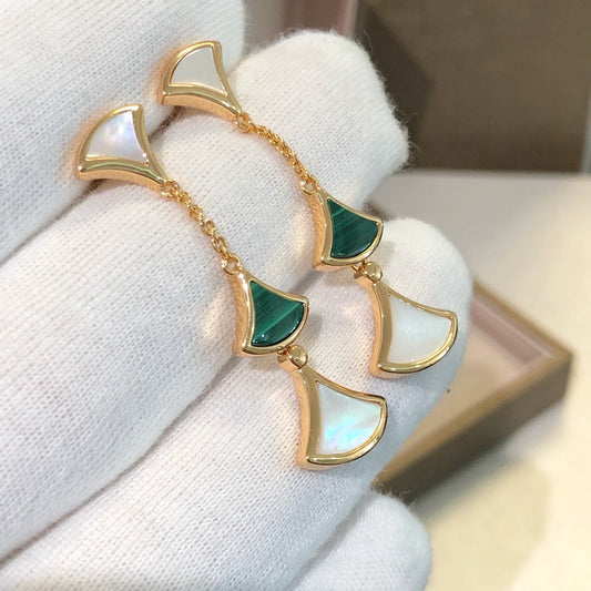 [AuraEcho]DREAM EARRINGS 3 MOTIFS MALACHITE MOP PINK GOLD