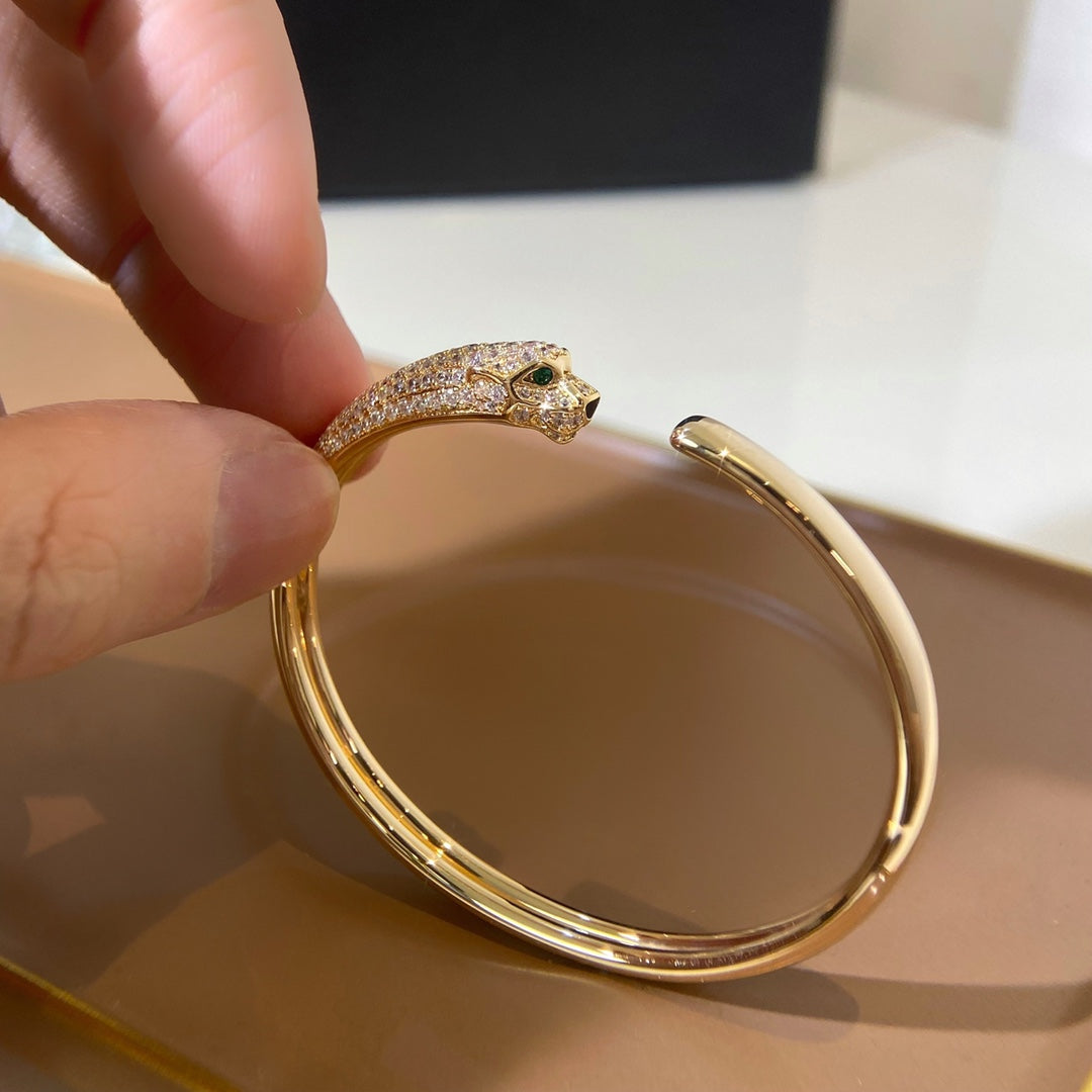 [AuraEcho]PANTHERE GOLD DIAMOND OPEN BRACELET