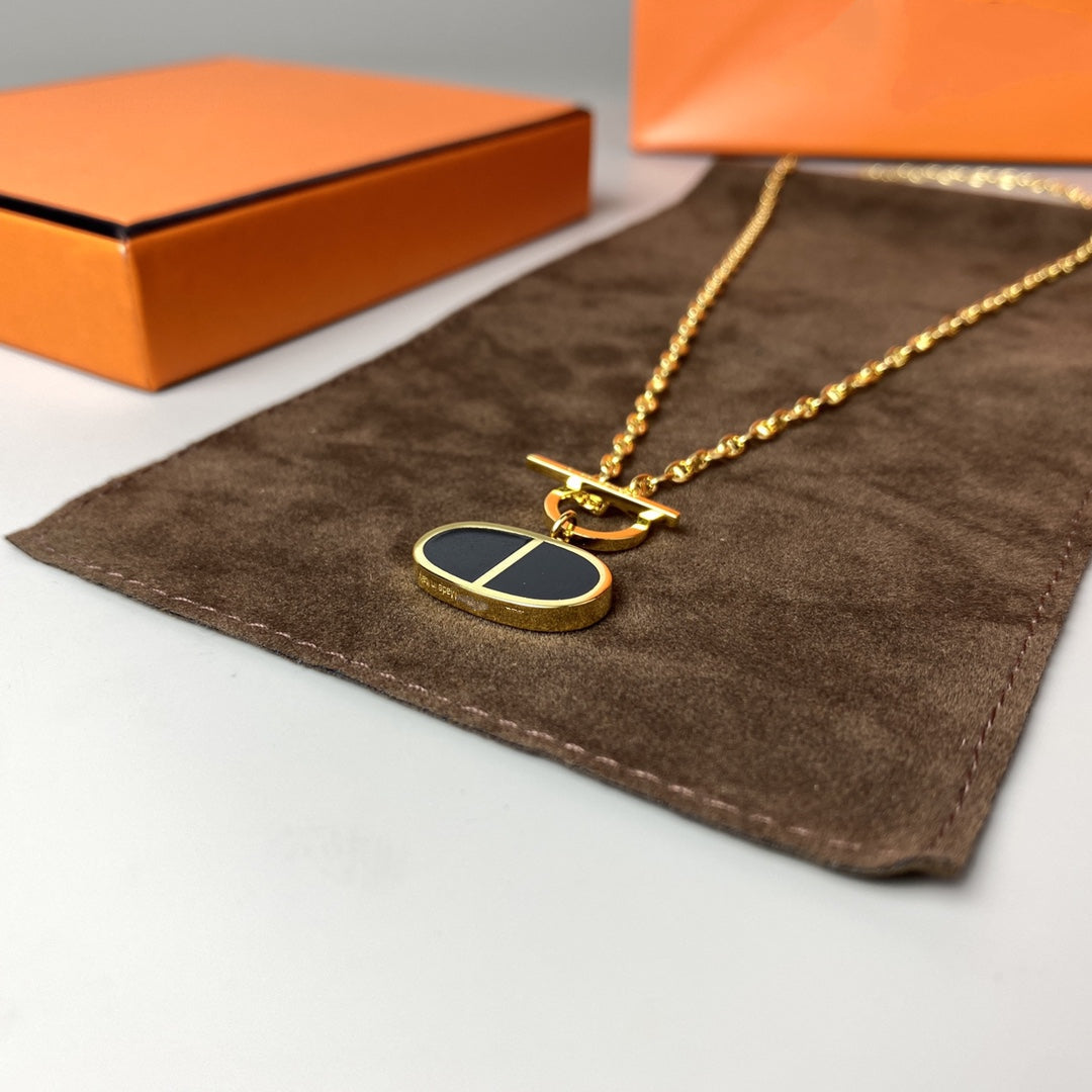 [AuraEcho]CHAINE VERSO BLACK CERAMIC NECKLACE