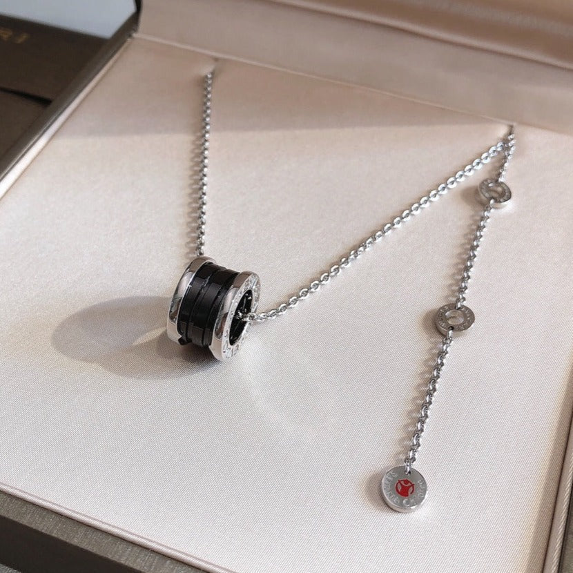 [AuraEcho]ZERO 1 BLACK CERAMIC SILVER NECKLACE