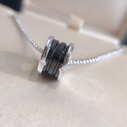 [AuraEcho]ZERO 1 BLACK CERAMIC SILVER NECKLACE