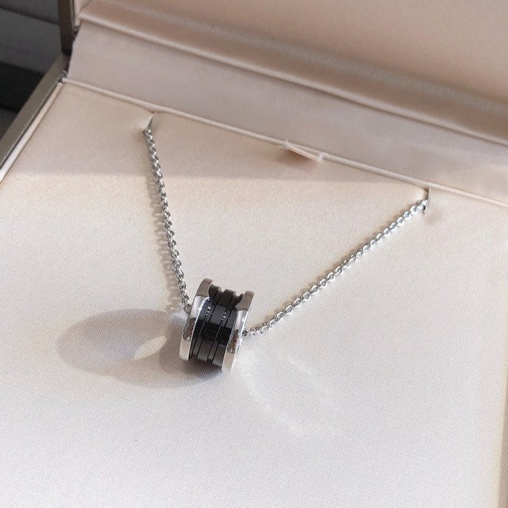 [AuraEcho]ZERO 1 BLACK CERAMIC SILVER NECKLACE