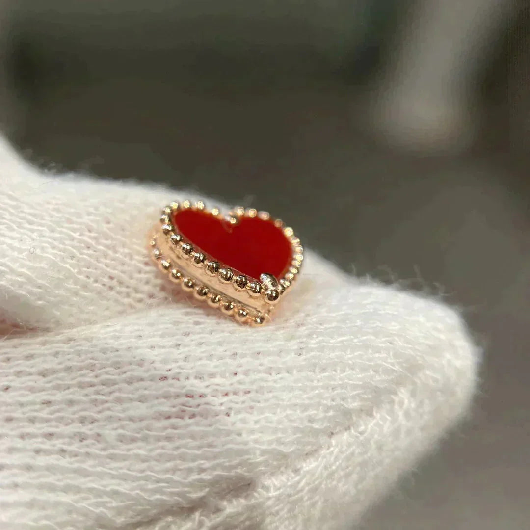 [AuraEcho]HEART CARNELIAN STUD EARRINGS