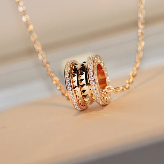 [AuraEcho]ZERO 1 ROCK PEDANT PINK GOLD NECKLACE