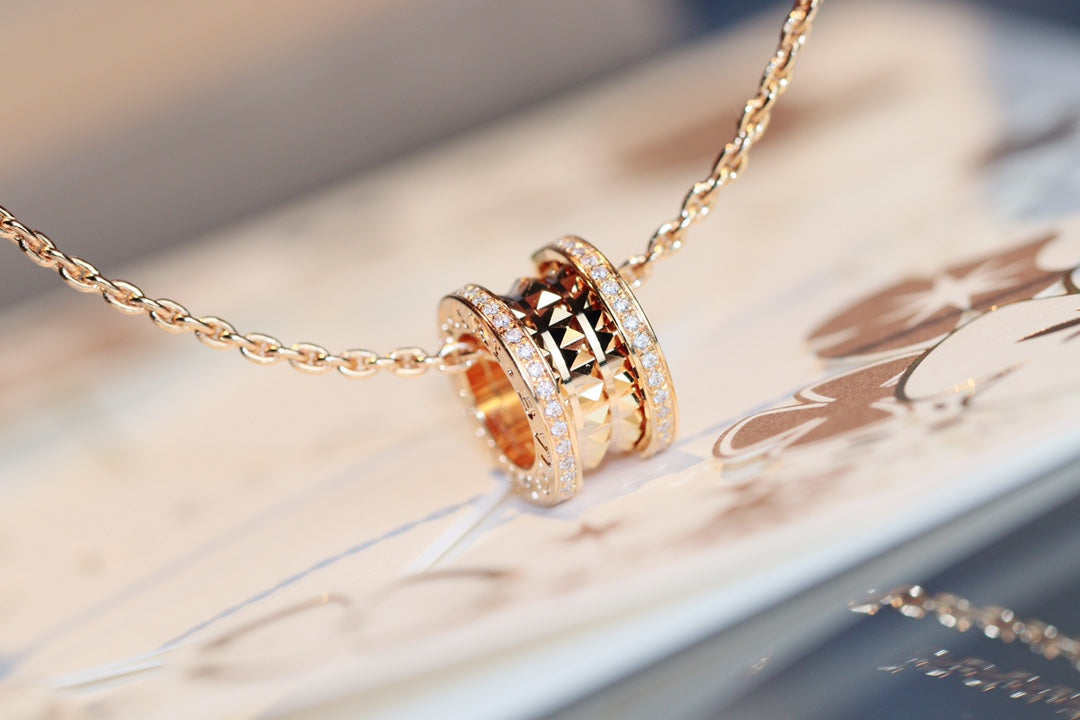 [AuraEcho]ZERO 1 ROCK PEDANT PINK GOLD NECKLACE