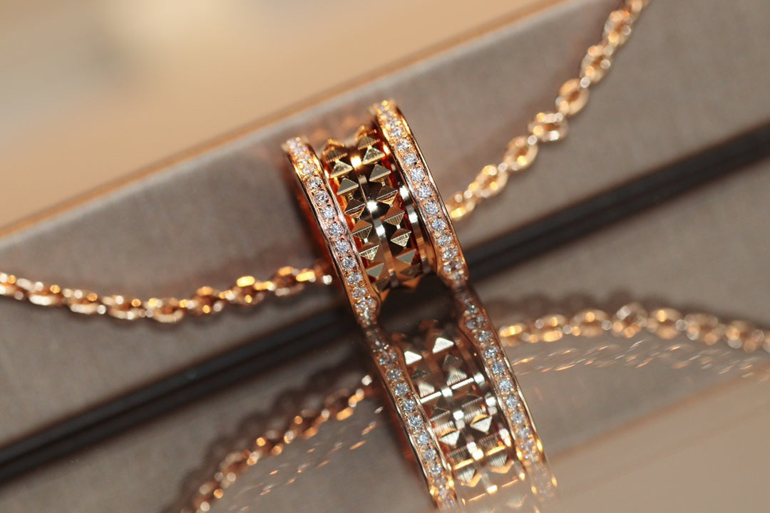 [AuraEcho]ZERO 1 ROCK PEDANT PINK GOLD NECKLACE
