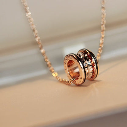 [AuraEcho]ZERO 1 ROCK PEDANT PINK GOLD BLACK NECKLACE