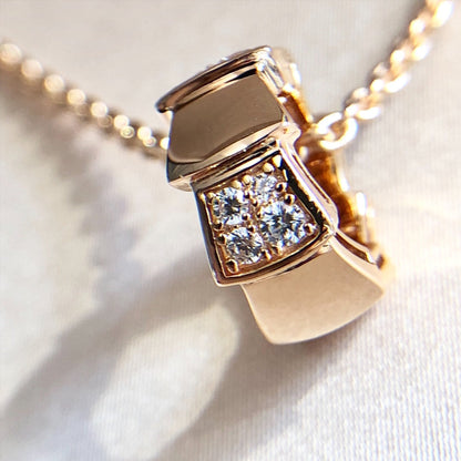 [AuraEcho]SERPENTI PEDANT DIAMOND PINK GOLD NECKLACE