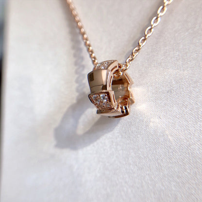 [AuraEcho]SERPENTI PEDANT DIAMOND PINK GOLD NECKLACE