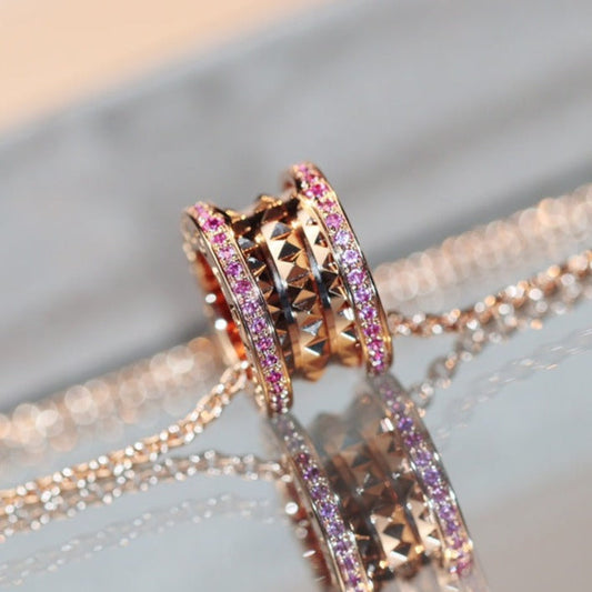[AuraEcho]ZERO 1 ROCK PINK GOLD PINK DIAMOND NECKLACE