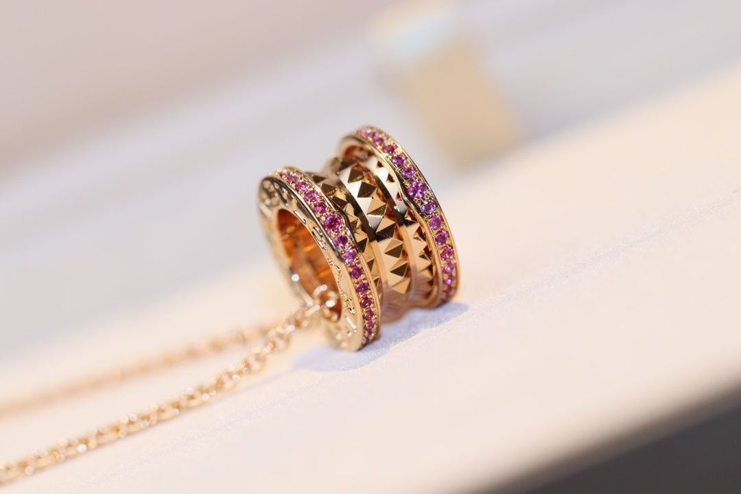 [AuraEcho]ZERO 1 ROCK PINK GOLD PINK DIAMOND NECKLACE