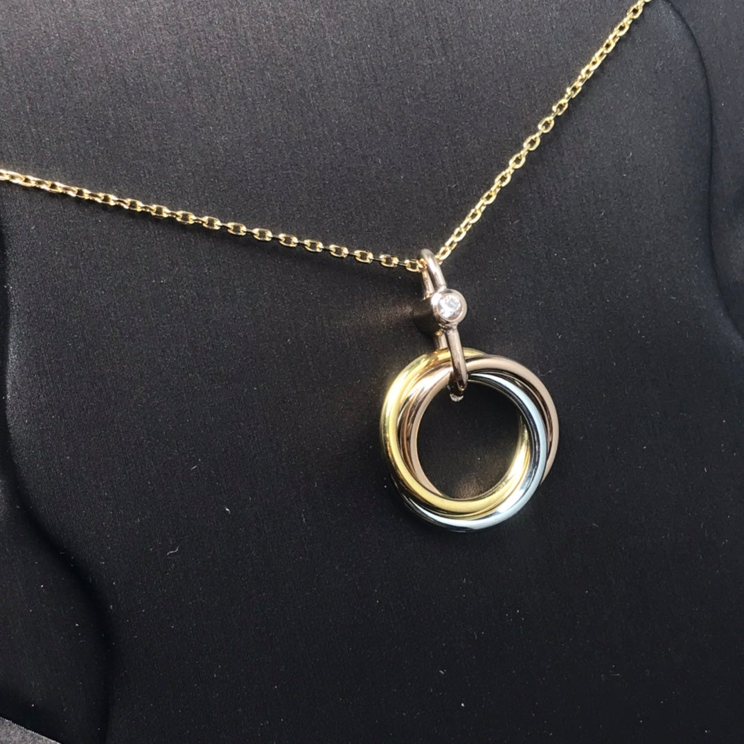 [AuraEcho]TRINITY SILVER GOLD PINK GOLD NECKLACE