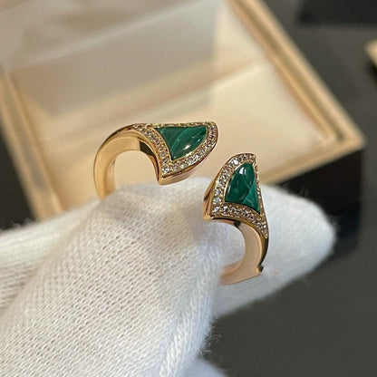 [AuraEcho]DREAM MALACHITE DIAMOND OPEN RING