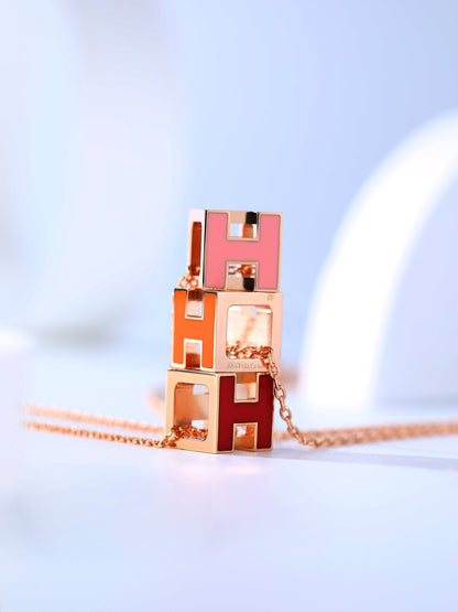 [AuraEcho]H CAGE PINK GOLD NECKLACE