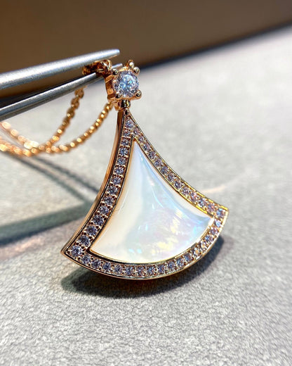 [AuraEcho]DREAM MOP DIAMOND PAVED PINK GOLD NECKLACE