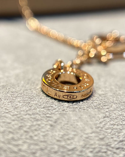 [AuraEcho]DREAM MOP DIAMOND PAVED PINK GOLD NECKLACE