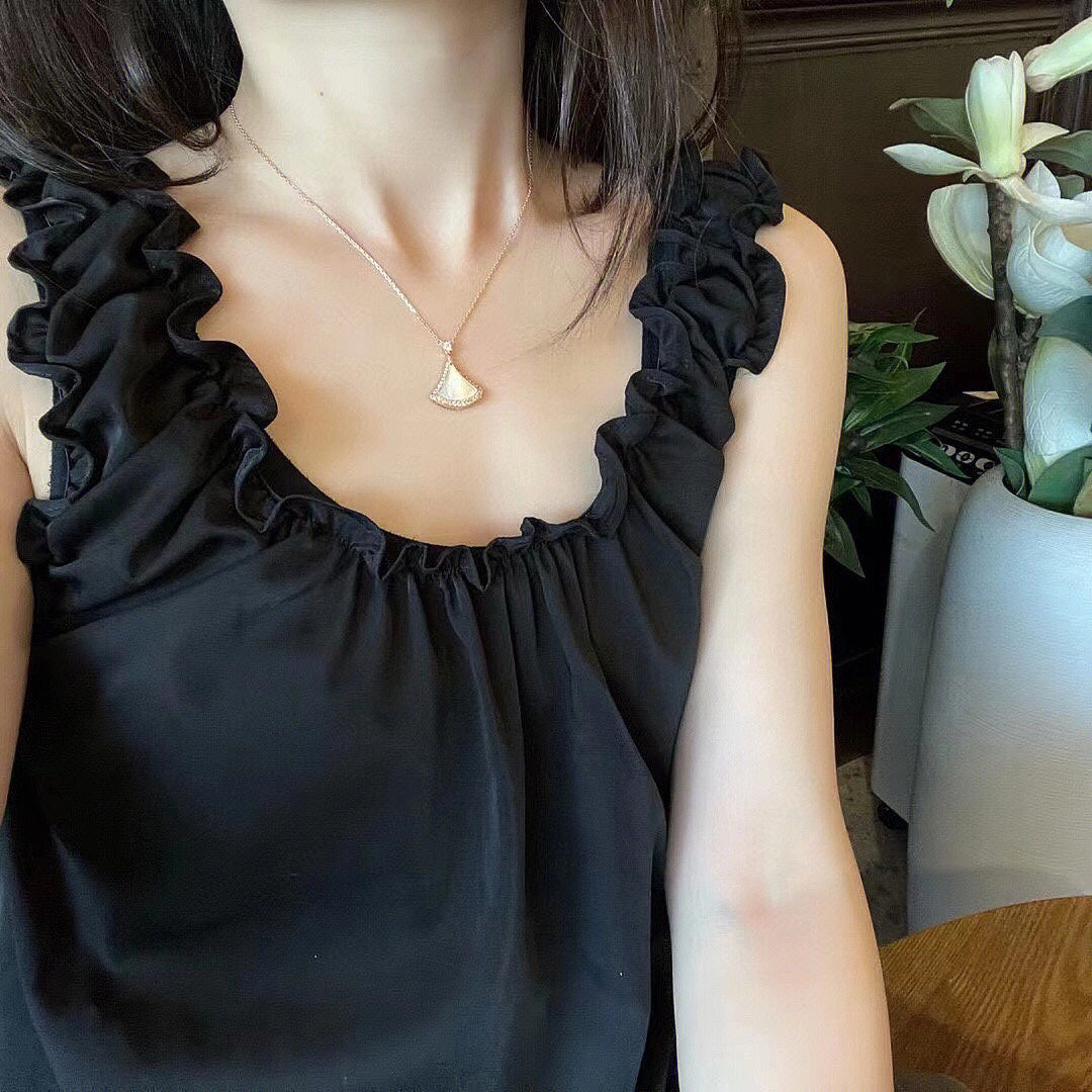 [AuraEcho]DREAM MOP DIAMOND PAVED PINK GOLD NECKLACE