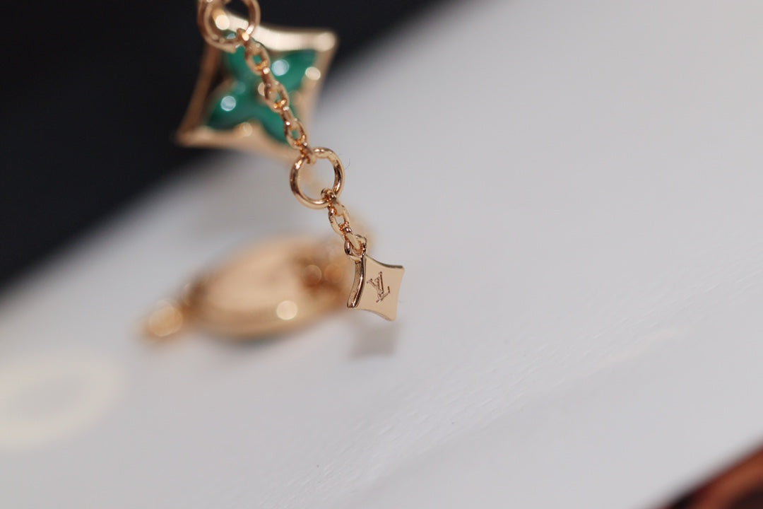 [AuraEcho]STAR AND SUN 4 MOTIF PINK GOLD MALACHITE BRACELET