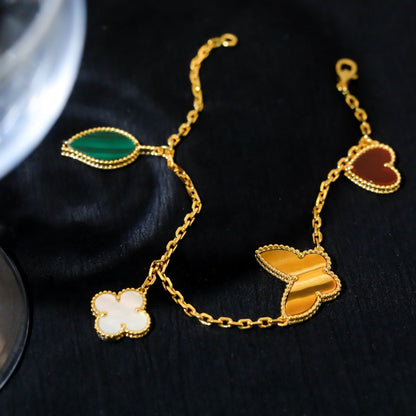 [AuraEcho]LUCKY SPRING 5 MOTIF GOLD BRACELET
