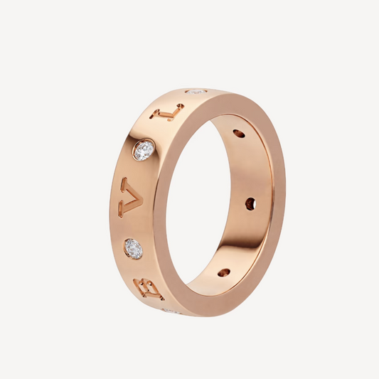[AuraEcho]ZERO 1 ESSENTIAL PINK GOLD BAND WITH DIAMONDS RING