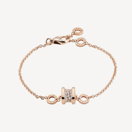 [AuraEcho]ZERO 1 SOFT PINK GOLD WITH PAVED DIAMONDS ON THE SPIRAL BRACELET