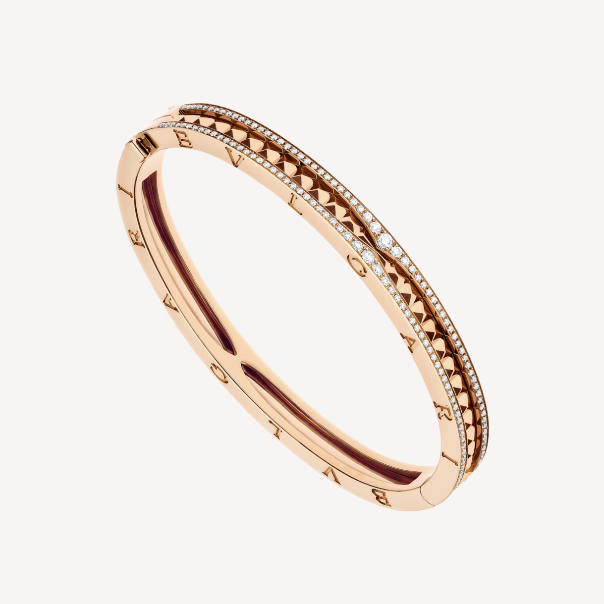 [AuraEcho]ZERO 1 SPIRAL AND PAVED DIAMOND PINK GOLD BRACELET