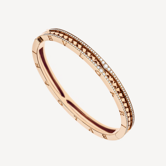 [AuraEcho]ZERO 1 SPIRAL AND PAVED DIAMOND PINK GOLD BRACELET