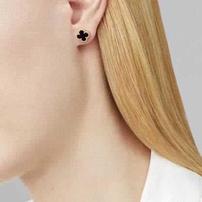 [AuraEcho]CLOVER MINI 9.5MM BLACK MOP EARRINGS