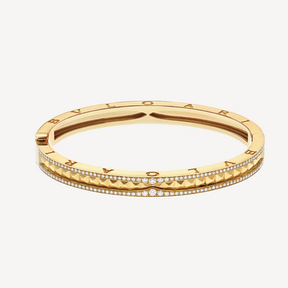 [AuraEcho]ZERO 1 SPIRAL AND PAVED DIAMOND GOLD BRACELET
