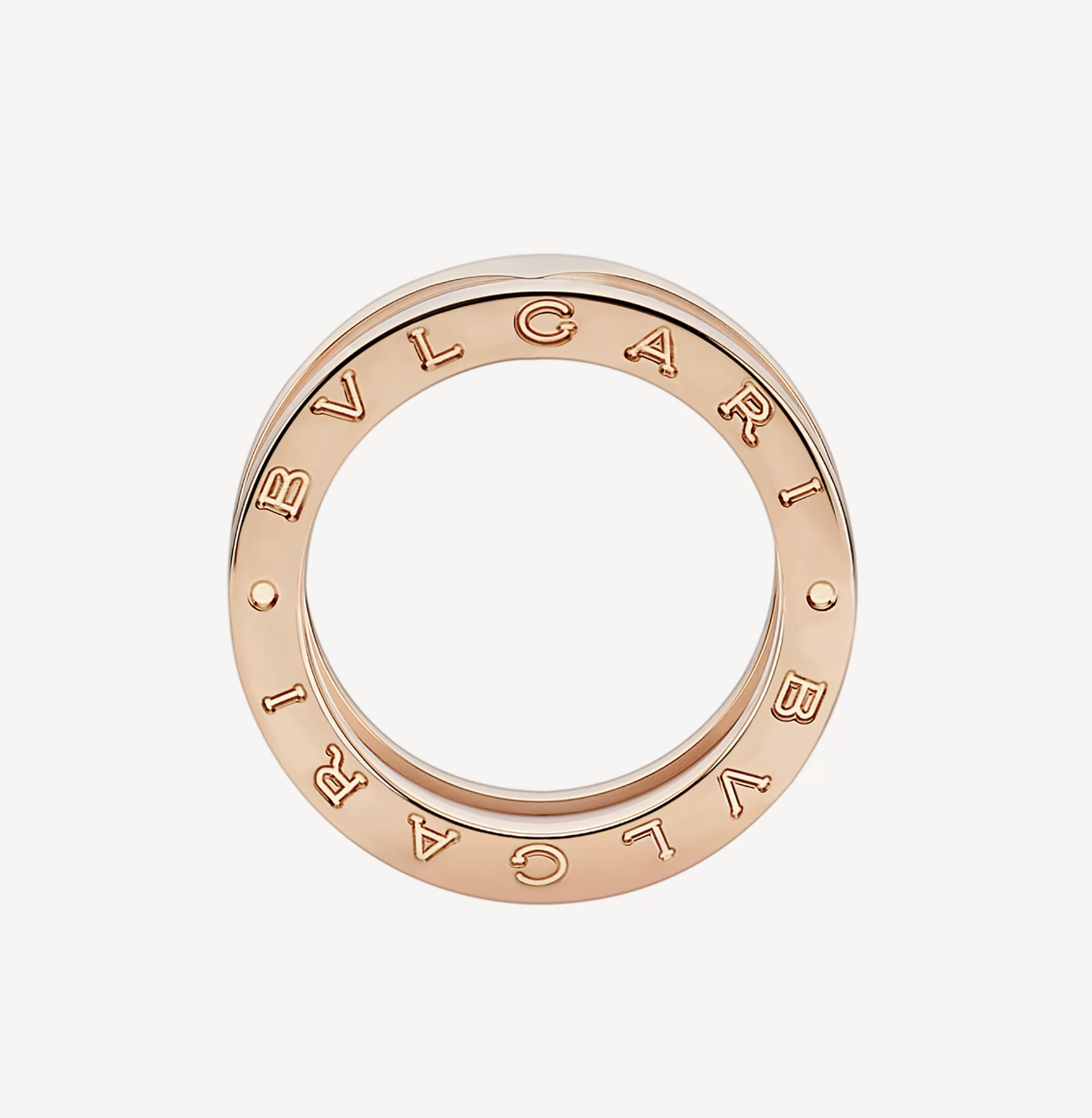 [AuraEcho]ZERO 1 TWO-BAND LOOPS AND WHITE CERAMIC SPIRAL PINK GOLD RING