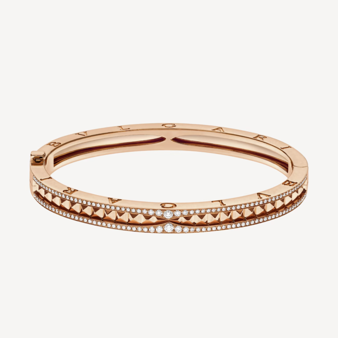 [AuraEcho]ZERO 1 SPIRAL AND PAVED DIAMOND PINK GOLD BRACELET