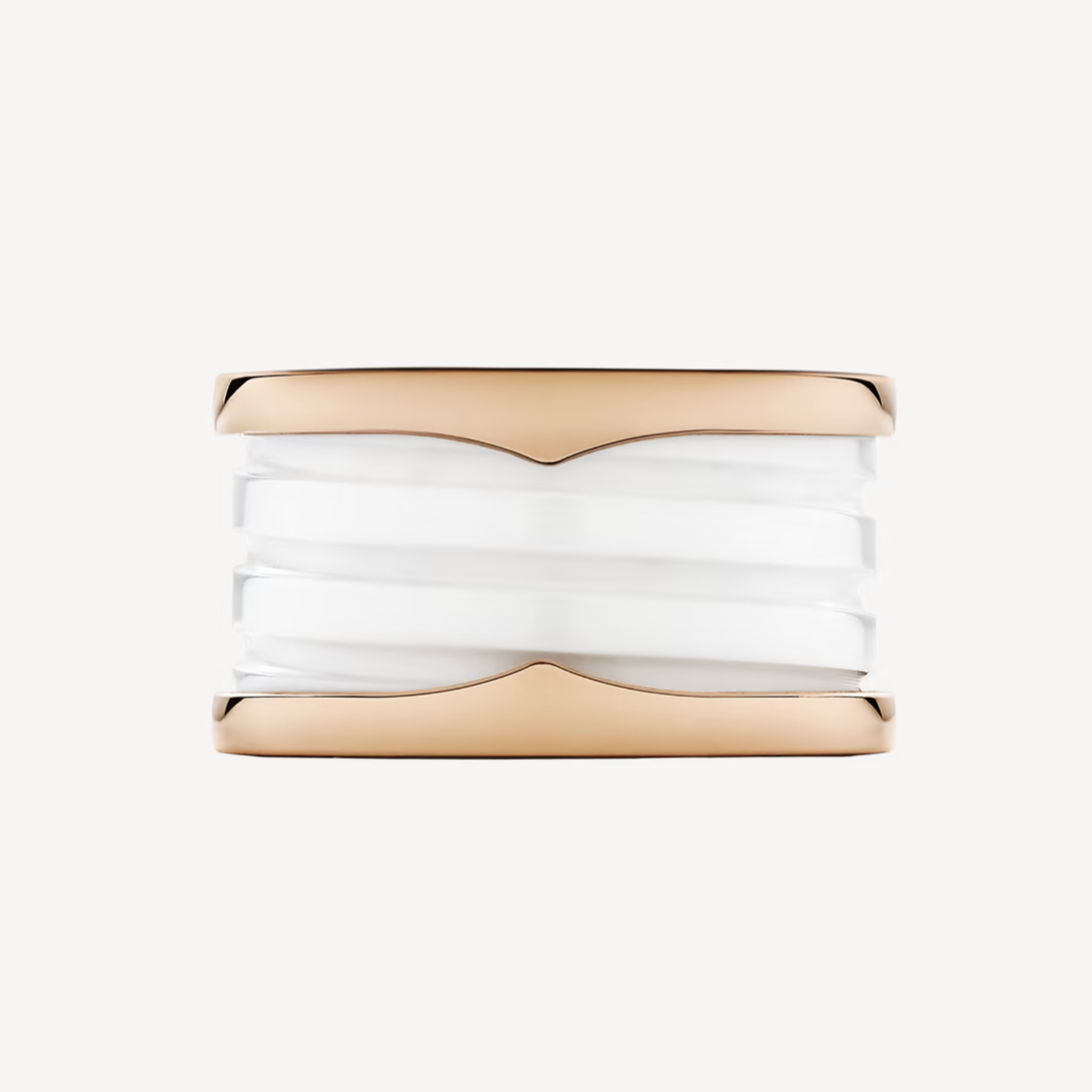 [AuraEcho]ZERO 1 FOUR-BAND LOOPS AND WHITE CERAMIC SPIRAL PINK GOLD RING