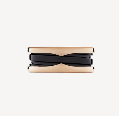 [AuraEcho]ZERO 1 TWO-BAND LOOPS AND BLACK CERAMIC PINK GOLD RING