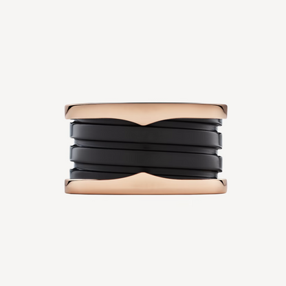 [AuraEcho]ZERO 1 FOUR-BAND LOOPS AND BLACK CERAMIC SPIRAL PINK GOLD RING