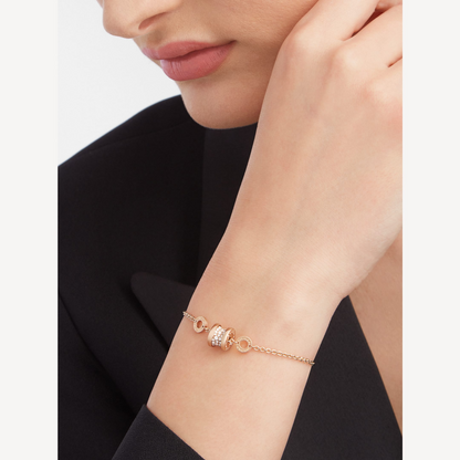 [AuraEcho]ZERO 1 SOFT PINK GOLD WITH PAVED DIAMONDS ON THE SPIRAL BRACELET