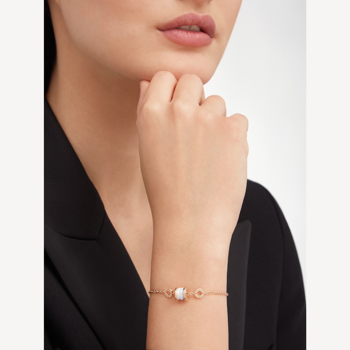 [AuraEcho]ZERO 1 SOFT PINK GOLD AND WHITE CERAMIC BRACELET