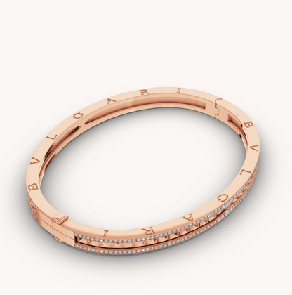 [AuraEcho]ZERO 1 SPIRAL AND PAVED DIAMOND PINK GOLD BRACELET