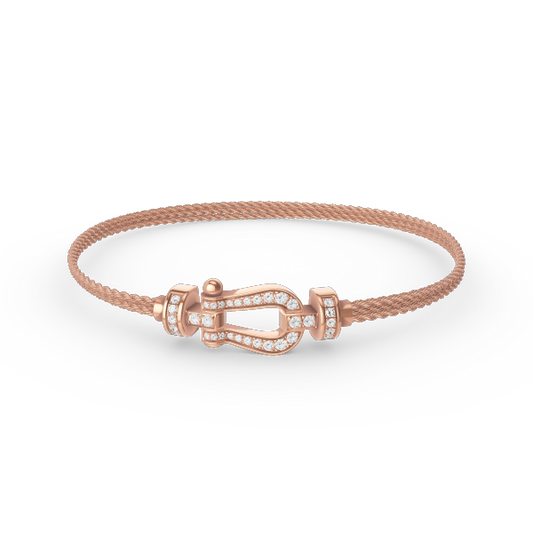 [AuraEcho]FORCE SMALL HORSESHOE  DIAMOND CHAIN ROPE BRACELET