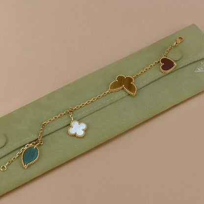 [AuraEcho]LUCKY SPRING 5 MOTIF GOLD BRACELET