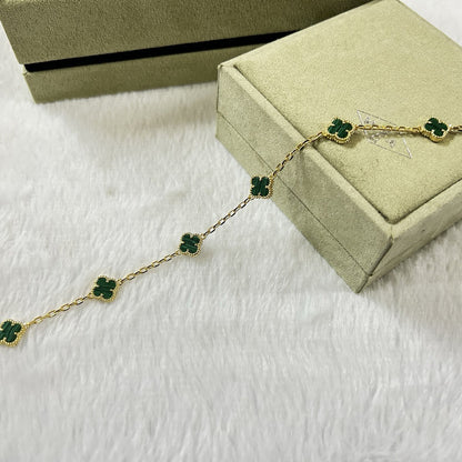 [AuraEcho]CLOVER 6 MOTIF MALACHITE BRACELET