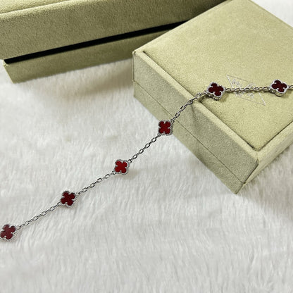 [AuraEcho]CLOVER 6 MOTIF RED AGATE BRACELET